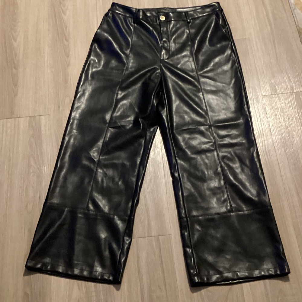 Marc New York Shiny Black Leather Pants